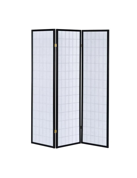 Carrie Black/White 3-Panel Folding Screen by Coaster at Eve Furniture