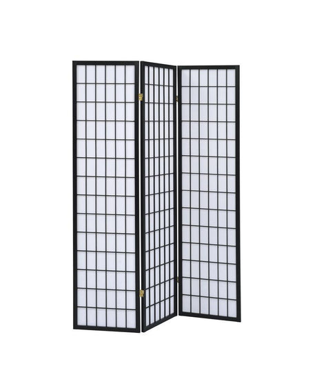 Carrie Black/White 3-Panel Folding Screen by Coaster at Eve Furniture