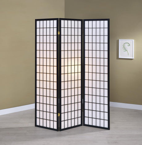 Carrie Black/White 3-Panel Folding Screen by Coaster at Eve Furniture
