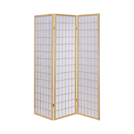Carrie Natural/White 3-Panel Folding Screen by Coaster at Eve Furniture