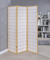 Carrie Natural/White 3-Panel Folding Screen by Coaster at Eve Furniture