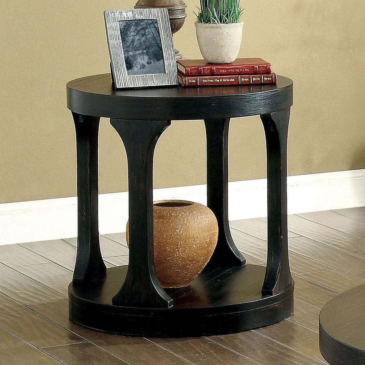 Carrie Antique Black End Table by Furniture of America at Eve Furniture