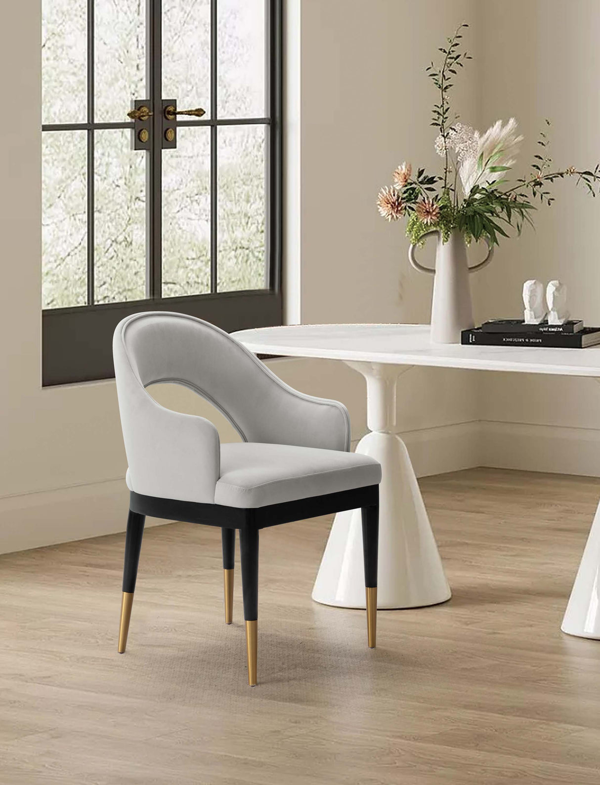 Carrington Dining Armchair in Light Grey by Manhattan Comfort at Eve Furniture