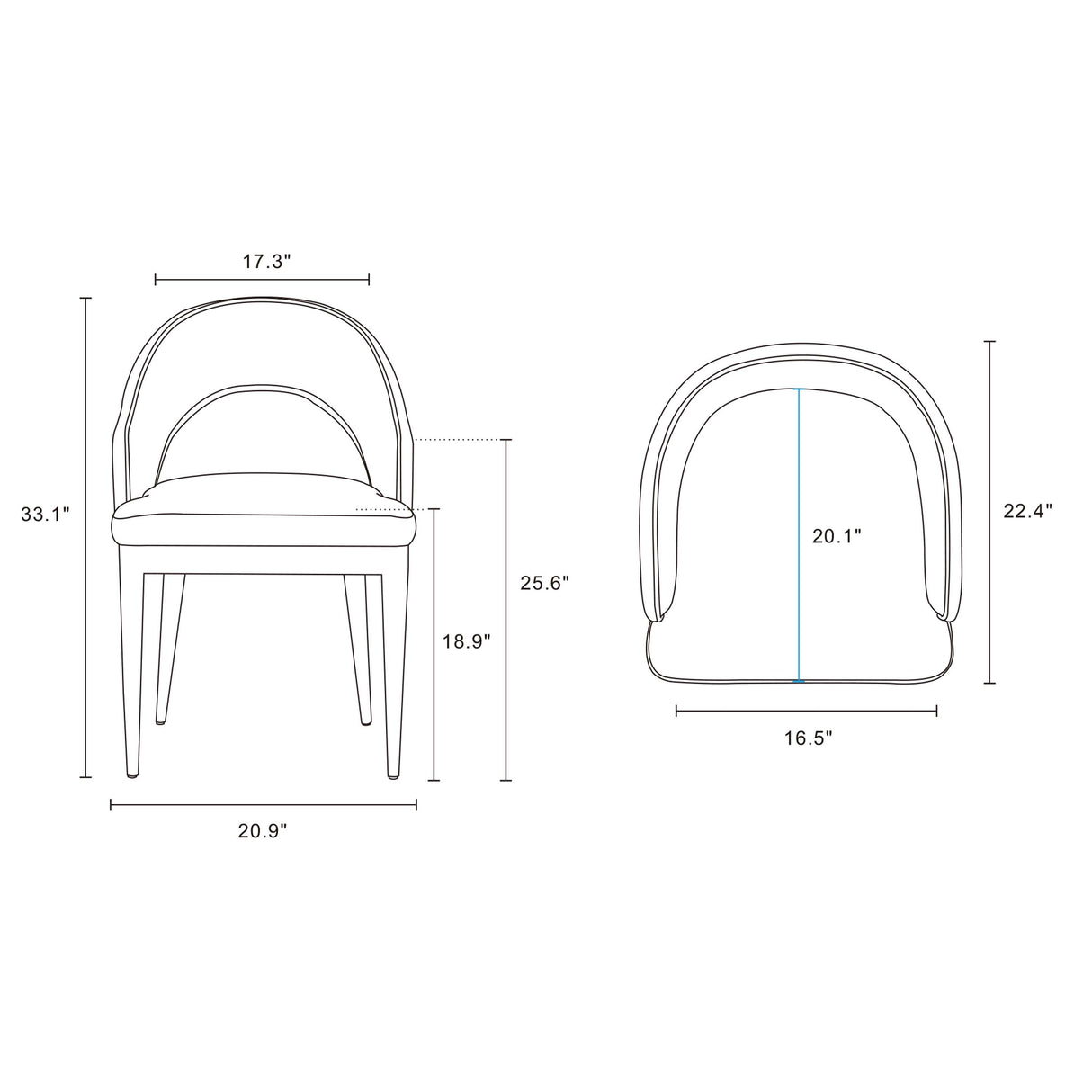 Carrington Dining Armchair in Light Grey by Manhattan Comfort at Eve Furniture