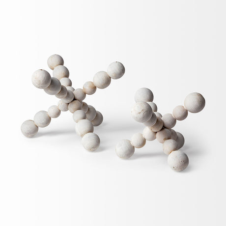 Carrollton I (Small) Off-White Geometric Wood Ball Jack by Mercana at Eve Furniture