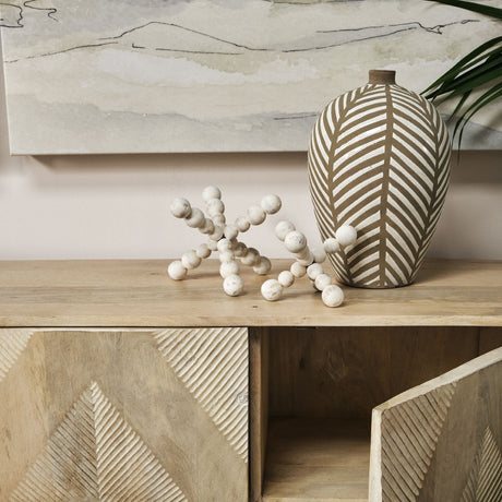 Carrollton I (Small) Off-White Geometric Wood Ball Jack by Mercana at Eve Furniture