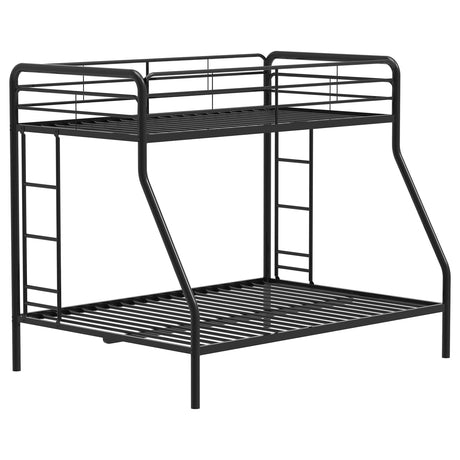 Carson Glossy Black Metal Twin Over Full Bunk Bed by Coaster at Eve Furniture