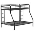 Carson Glossy Black Metal Twin Over Full Bunk Bed by Coaster at Eve Furniture
