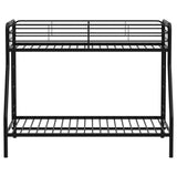 Carson Glossy Black Metal Twin Over Full Bunk Bed by Coaster at Eve Furniture