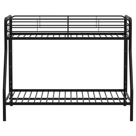 Carson Glossy Black Metal Twin Over Full Bunk Bed by Coaster at Eve Furniture