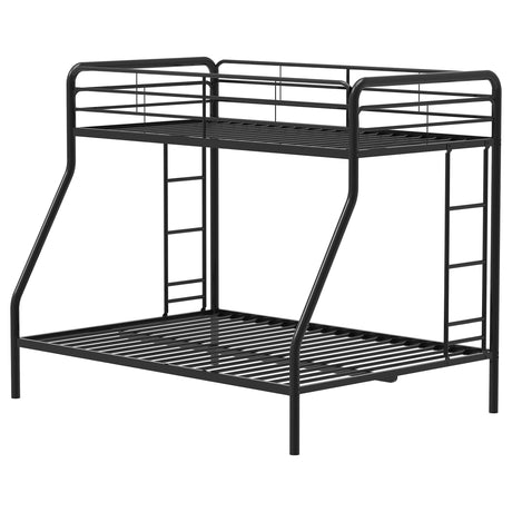 Carson Glossy Black Metal Twin Over Full Bunk Bed by Coaster at Eve Furniture