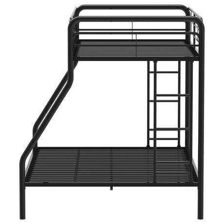 Carson Glossy Black Metal Twin Over Full Bunk Bed by Coaster at Eve Furniture
