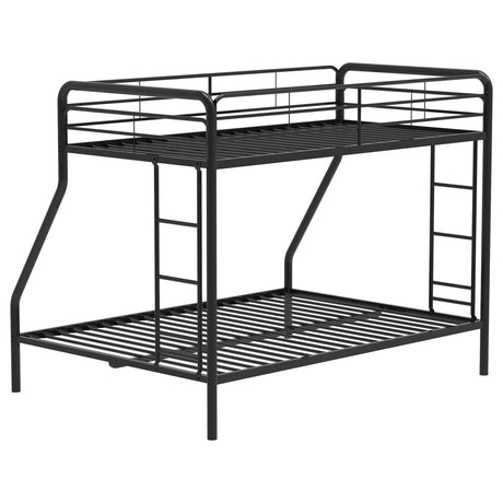 Carson Glossy Black Metal Twin Over Full Bunk Bed by Coaster at Eve Furniture