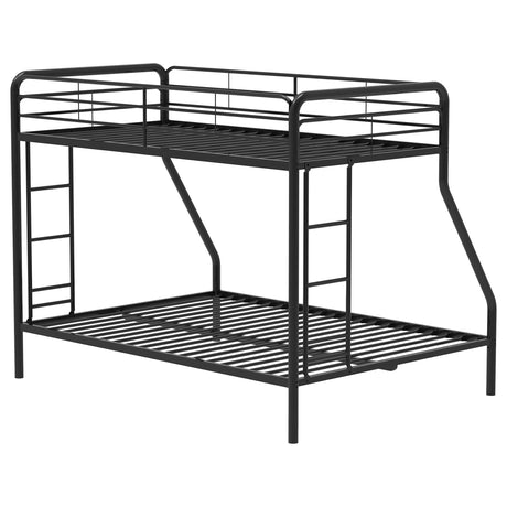 Carson Glossy Black Metal Twin Over Full Bunk Bed by Coaster at Eve Furniture