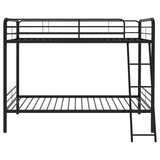 Carson Glossy Black Metal Twin Over Twin Bunk Bed by Coaster at Eve Furniture