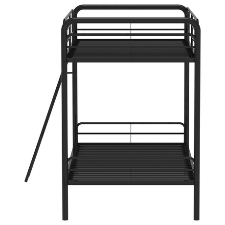 Carson Glossy Black Metal Twin Over Twin Bunk Bed by Coaster at Eve Furniture