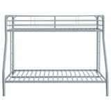 Carson Glossy Silver Metal Twin Over Full Bunk Bed by Coaster at Eve Furniture