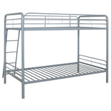 Carson Glossy Silver Metal Twin Over Twin Bunk Bed by Coaster at Eve Furniture