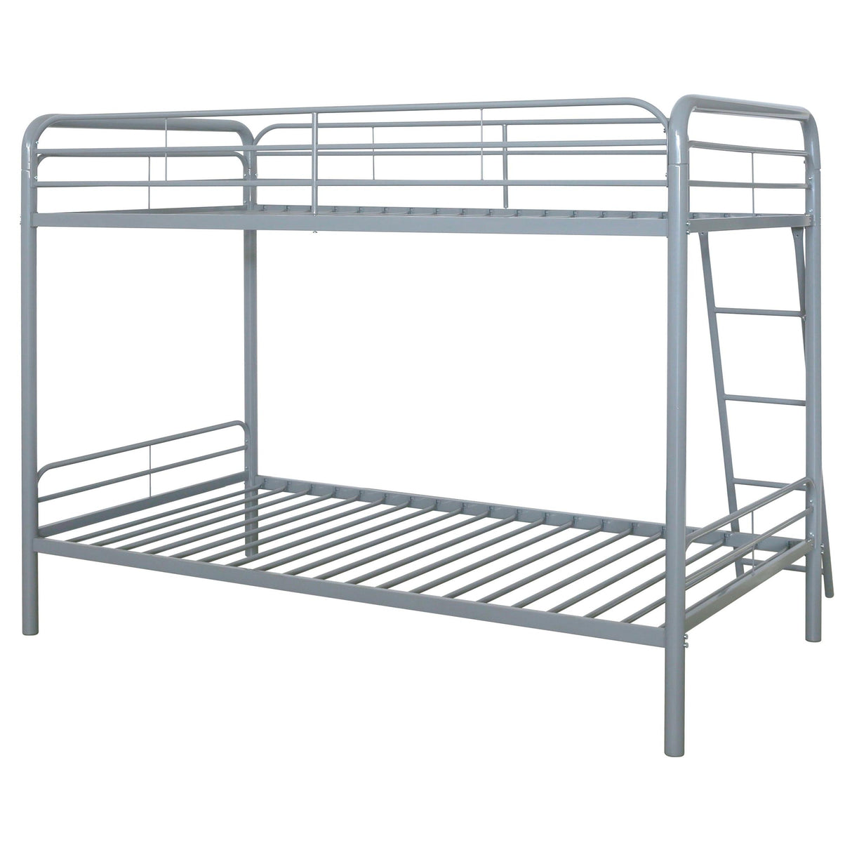 Carson Glossy Silver Metal Twin Over Twin Bunk Bed by Coaster at Eve Furniture