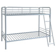 Carson Glossy Silver Metal Twin Over Twin Bunk Bed by Coaster at Eve Furniture