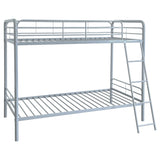 Carson Glossy Silver Metal Twin Over Twin Bunk Bed by Coaster at Eve Furniture