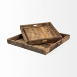 Carson (Large) 30L x 30W Brown Reclaimed Wood Tray by Mercana at Eve Furniture