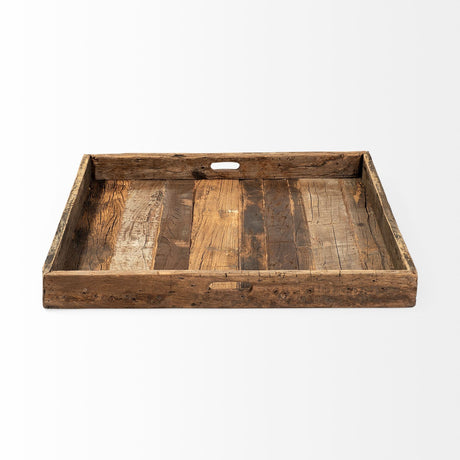 Carson (Large) Brown Reclaimed Wood Tray by Mercana at Eve Furniture