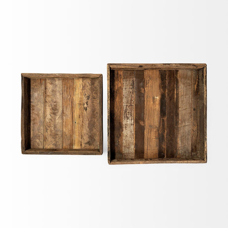 Carson (Large) Brown Reclaimed Wood Tray by Mercana at Eve Furniture