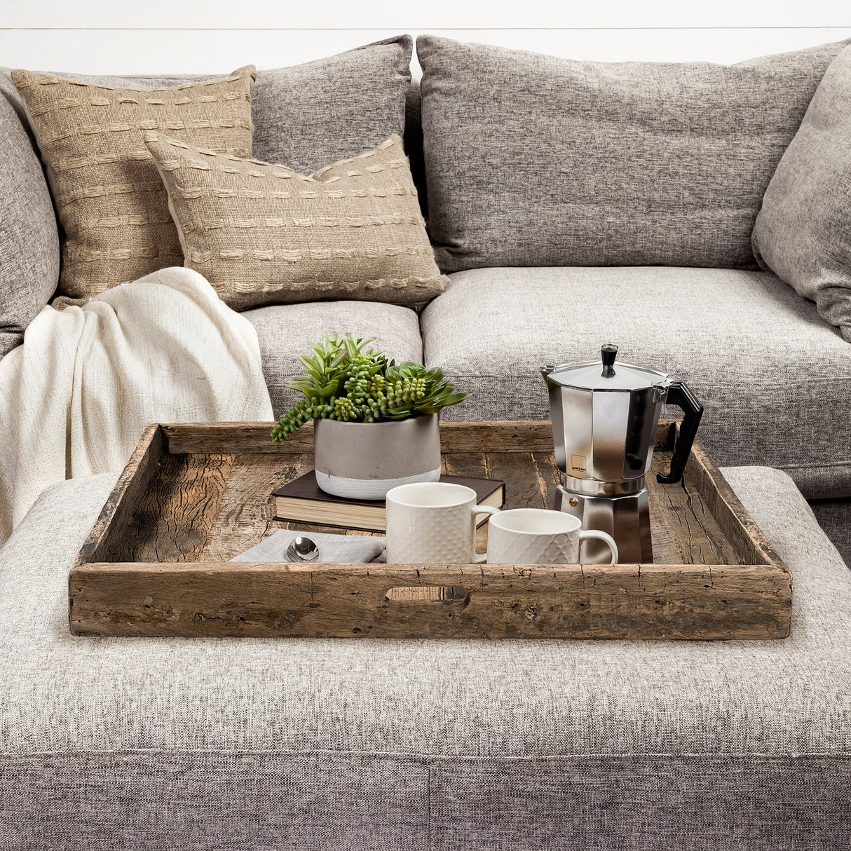 Carson (Large) Brown Reclaimed Wood Tray by Mercana at Eve Furniture
