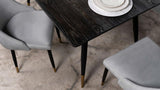 Carson Rectangular Dining Table Black and Gold