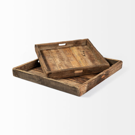 Carson (Small) Brown Reclaimed Wood Tray by Mercana at Eve Furniture
