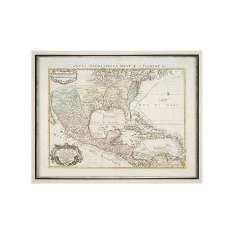 Carte Du Mexique Et De La Floride by Mercana Studio a Hand Embellished Textured Framed Art Print by Mercana at Eve Furniture