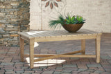 Carter Hall Beige Outdoor Coffee Table by Ashley at Eve Furniture