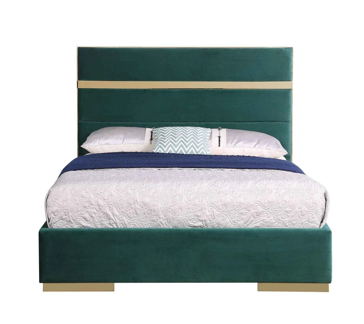 Cartier Green/Gold King Platform Bed by New Era Innovations at Eve Furniture