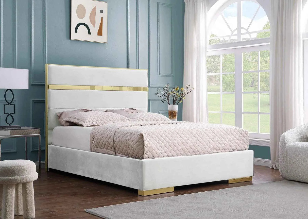 Cartier Ivory/Gold King Platform Bed by New Era Innovations at Eve Furniture