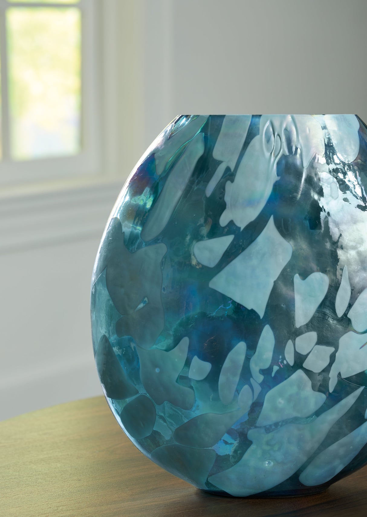 Cartshaw Iridescent Teal Vase by Ashley at Eve Furniture
