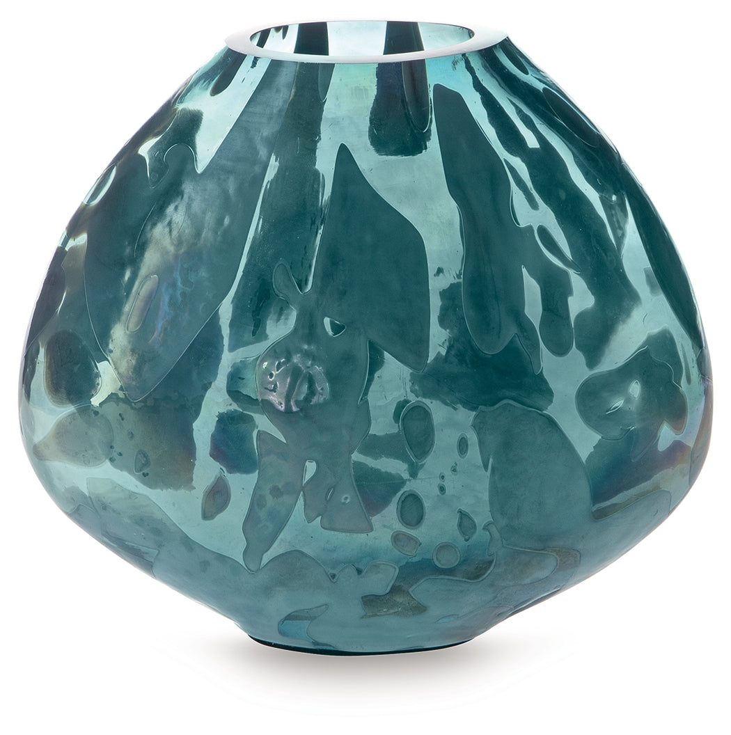 Cartshaw Iridescent Teal Vase by ASHLEY FURNITURE at Eve Furniture