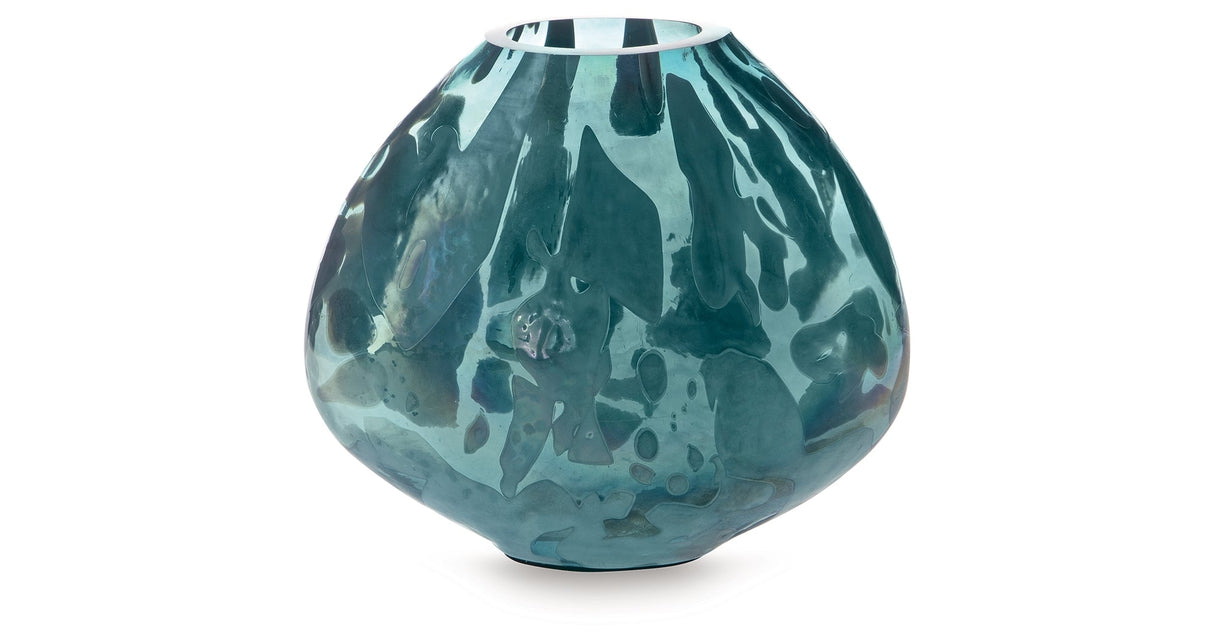 Cartshaw Iridescent Teal Vase by ASHLEY FURNITURE at Eve Furniture