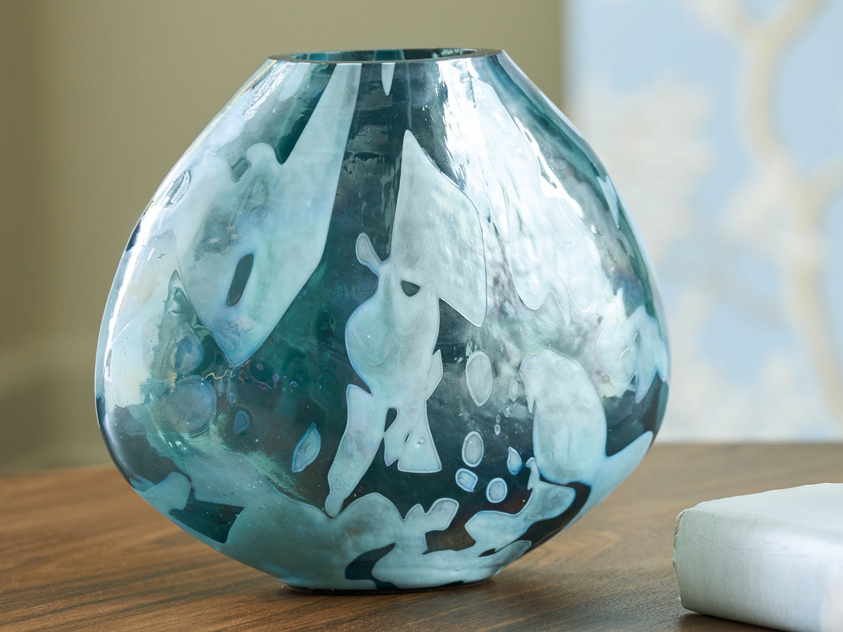 Cartshaw Iridescent Teal Vase by ASHLEY FURNITURE at Eve Furniture
