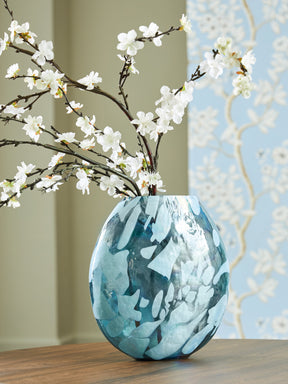 Cartshaw Iridescent Teal Vase by Ashley at Eve Furniture