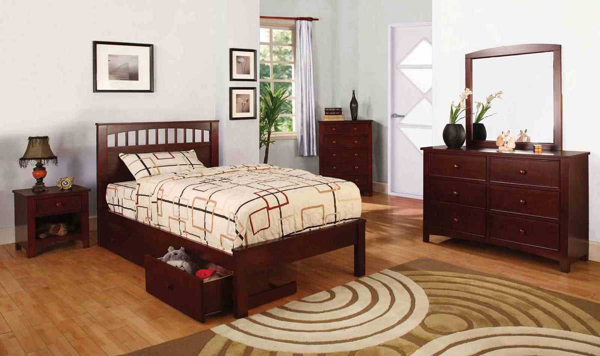 Carus Cherry 4-Piece Twin Panel Bedroom Set