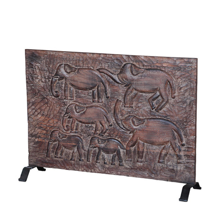 Carved Wood Panel on Iron Stand by Home Trends & Design at Eve Furniture