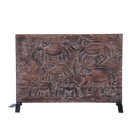 Carved Wood Panel on Iron Stand by Home Trends & Design at Eve Furniture