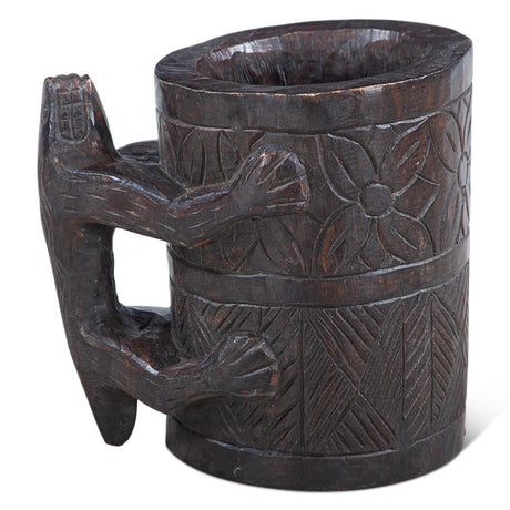 Carved Wooden Tibbati Pot with Handle by Home Trends & Design at Eve Furniture