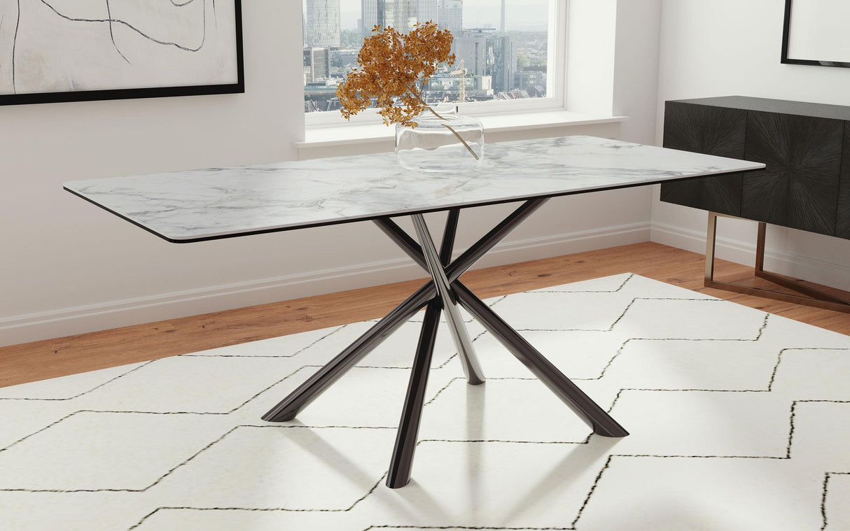 Carvell Black and Mirage White Sintered Stone Dining Table by Coaster at Eve Furniture