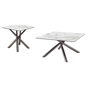 Carvell Mirage White 2-Piece Square Coffee and End Table Set by Coaster at Eve Furniture