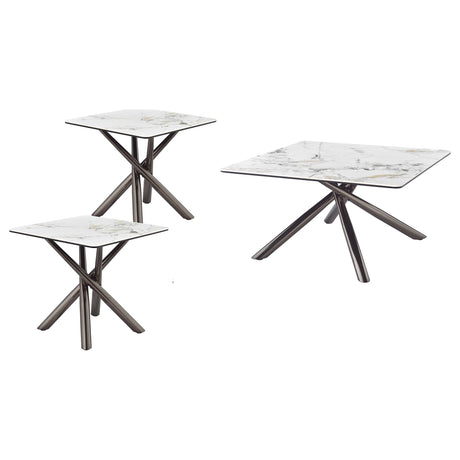 Carvell Mirage White 3-Piece Square Coffee and End Table Set by Coaster at Eve Furniture