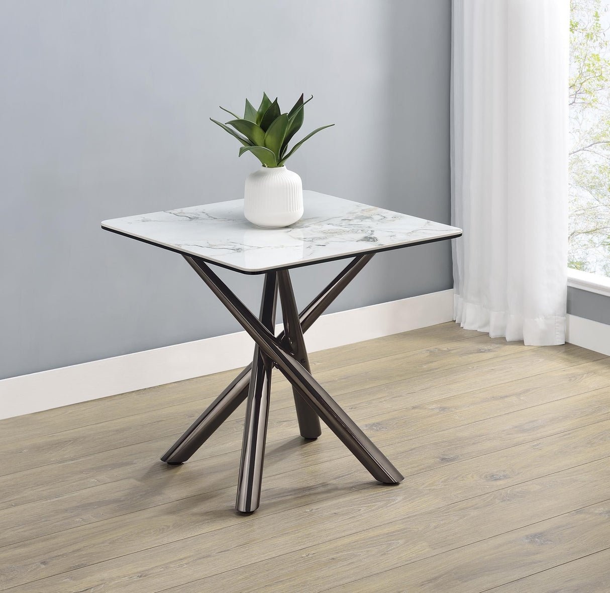 Carvell Mirage White Square Sintered Stone Top End Table by Coaster at Eve Furniture