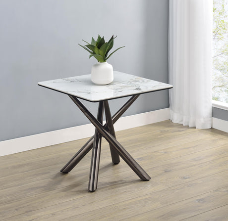 Carvell Mirage White Square Sintered Stone Top End Table by Coaster at Eve Furniture
