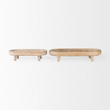 Carver Set of 2 Oblong White Washed Wood Footed Trays by Mercana at Eve Furniture